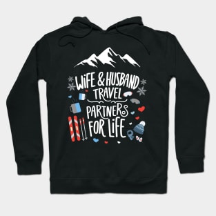 Wife & Husband Travel Partners For Life Honeymoon Ski Lovers Hoodie